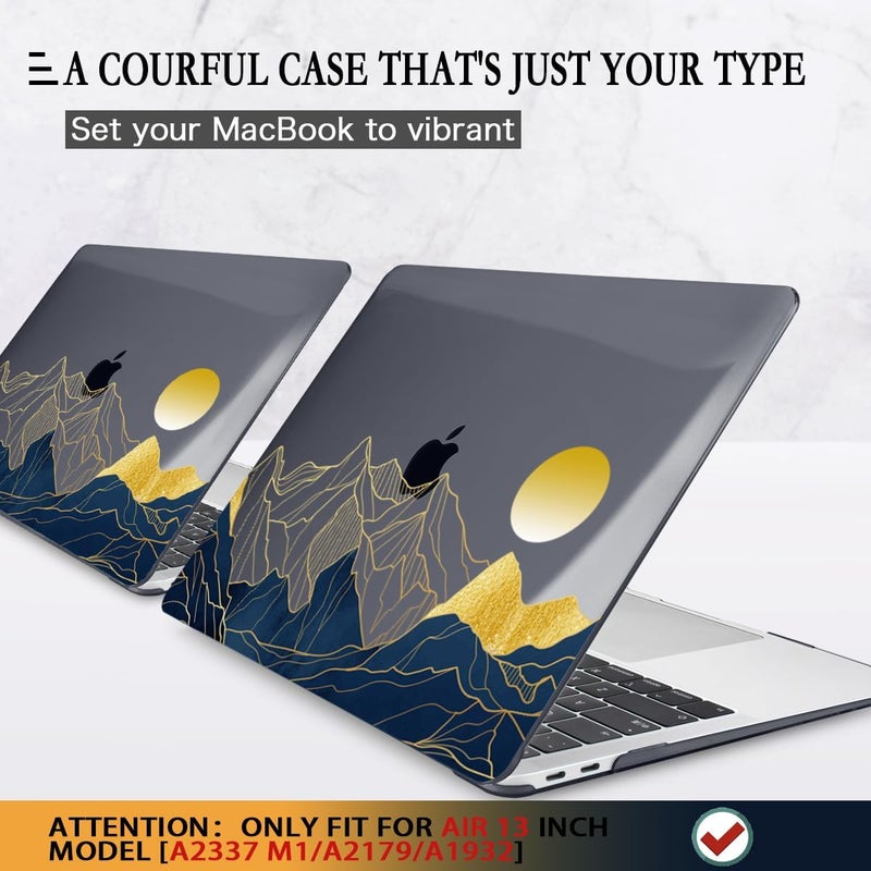 CISSOOK for MacBook Air 13 Inch Case A2337 M1 A2179 A1932 Model 2021-2018 Released, 13 inch Hard Shell Cover with Keyboard Cover for MacBook Air 13 M1 Case with Touch ID - Mountain & Raised Sun - Image 3
